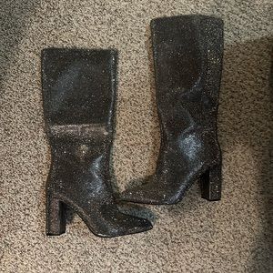 Brand New Pewter rhinestone boots